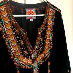 Johnny Was velvet embroidered tunic size XXL